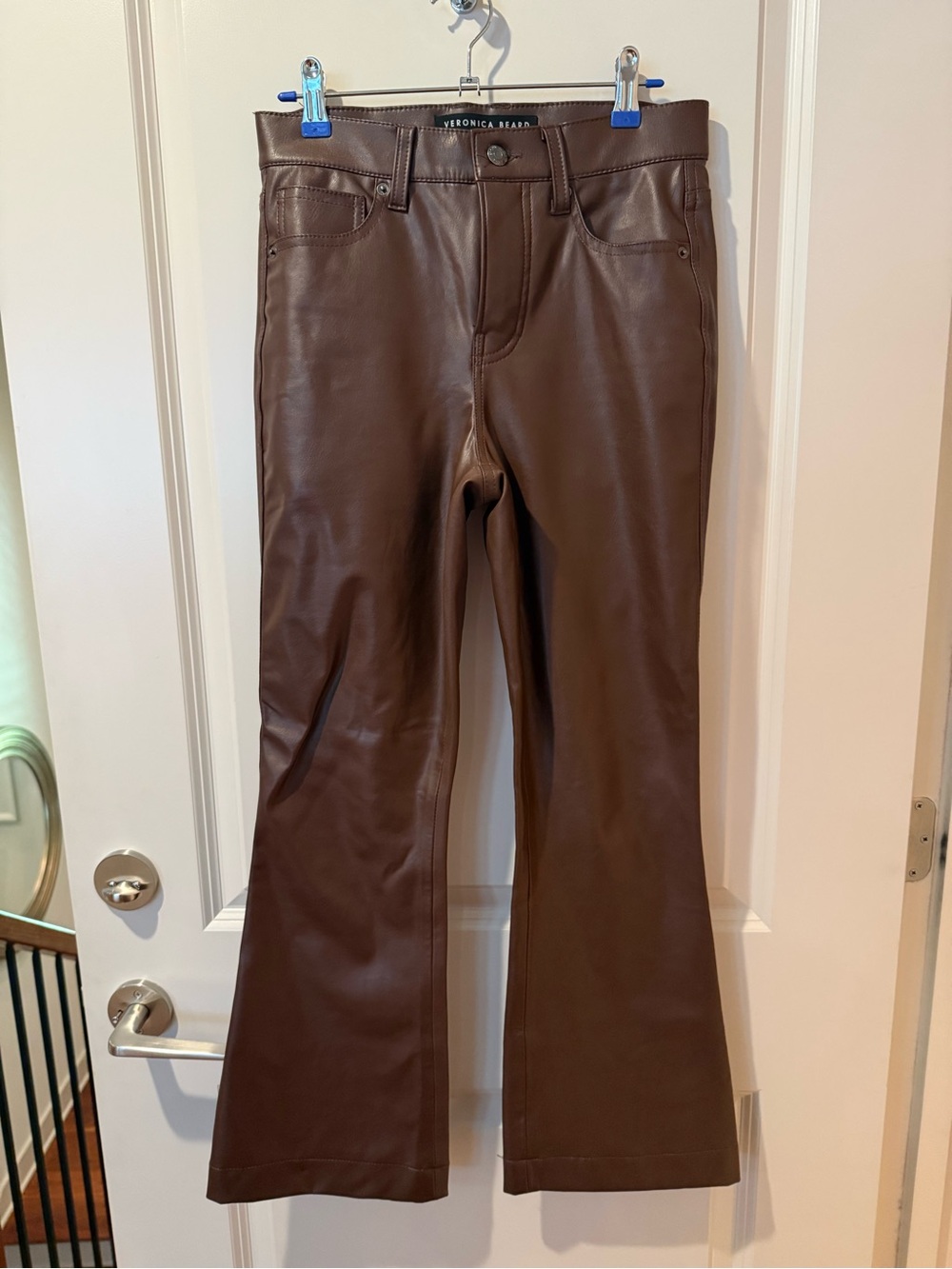 Veronica Beard Chocolate Brown Faux Leather Flare Jeans – Size 26